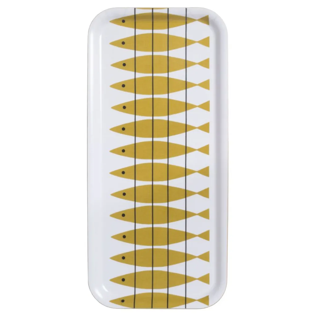 Brickor<Almedahls Sill bricka ockra 32x15 – klassisk svensk design av Marianne Nilsson