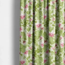 Gardintyger Mönstrade|Arvidssons Textil<Arvidssons textil Sippa grön – blommigt tyg i grönt och rosa