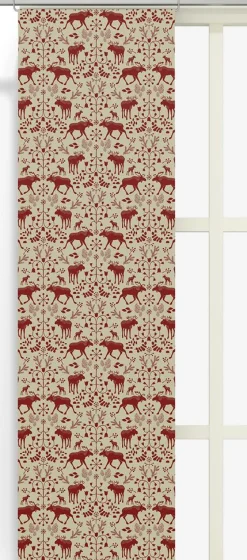 Panelgardiner<Arvidssons textil Skogens konung culla röd - panelgardiner