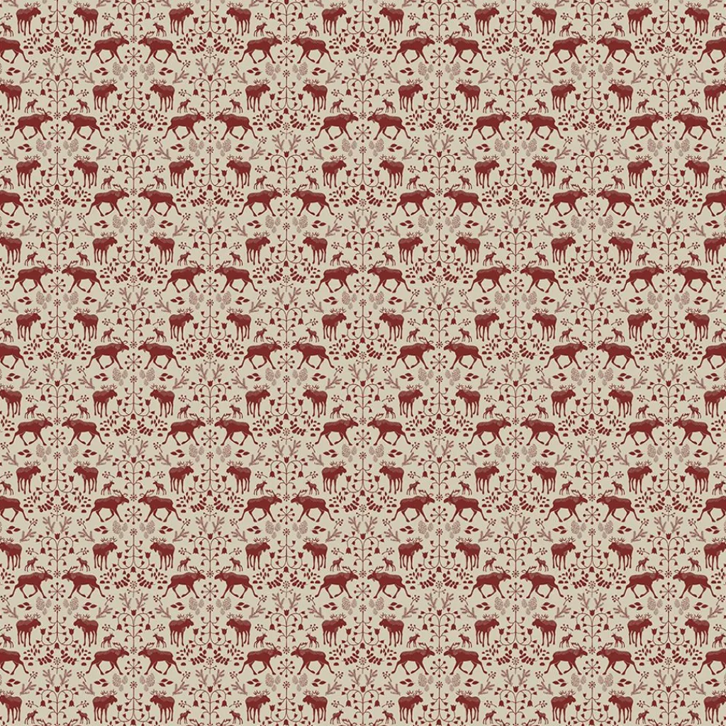 Gardintyger Mönstrade|Arvidssons Textil<Arvidssons textil Skogens Konung culla röd - tyg