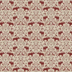 Gardintyger Mönstrade|Arvidssons Textil<Arvidssons textil Skogens Konung culla röd - tyg