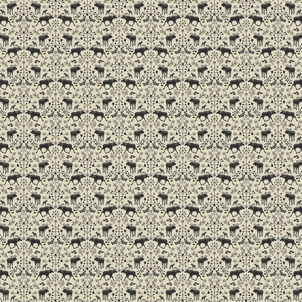 Gardintyger Mönstrade|Arvidssons Textil<Arvidssons textil Skogens Konung culla svart - tyg