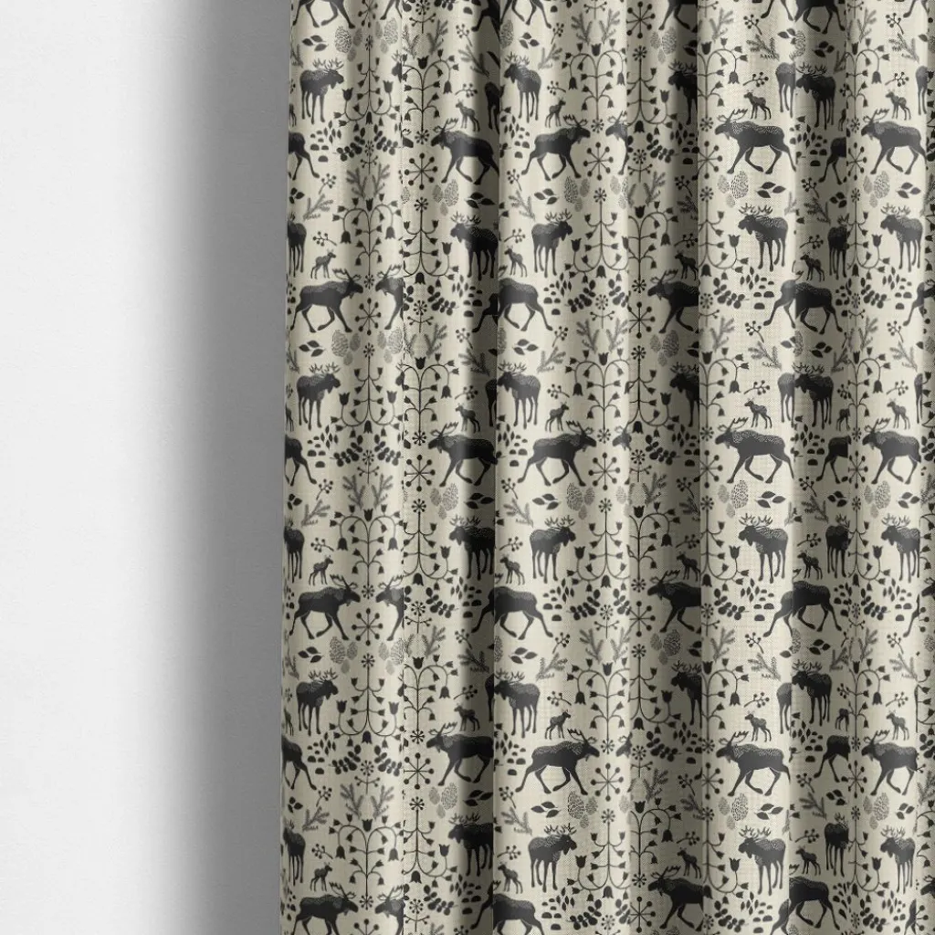 Gardintyger Mönstrade|Arvidssons Textil<Arvidssons textil Skogens Konung culla svart - tyg