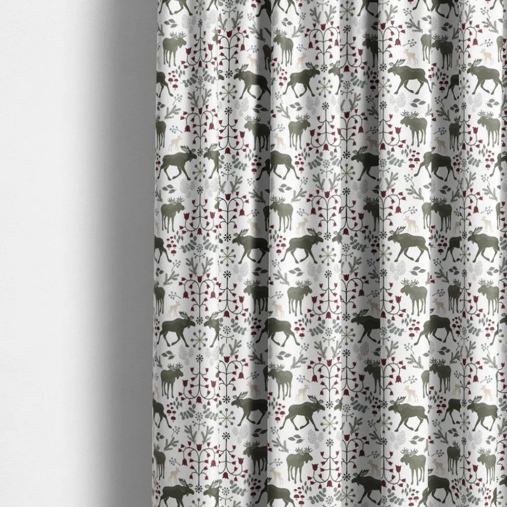 Gardintyger Mönstrade|Arvidssons Textil<Arvidssons textil Skogens Konung khakigrön - tyg