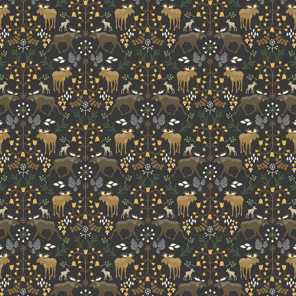 Mönstrade Kuddfodral<Arvidssons textil Skogens konung svart kuddfodral 47x47cm