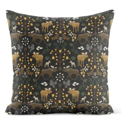 Mönstrade Kuddfodral<Arvidssons textil Skogens konung svart kuddfodral 47x47cm