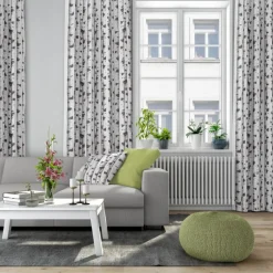 Gardintyger Mönstrade|Arvidssons Textil<Arvidssons textil Skogsbryn tyg med björkstammar