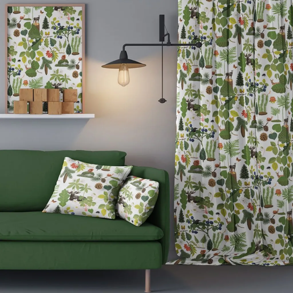 Gardintyger Mönstrade|Arvidssons Textil<Arvidssons textil Skogsliv tyg
