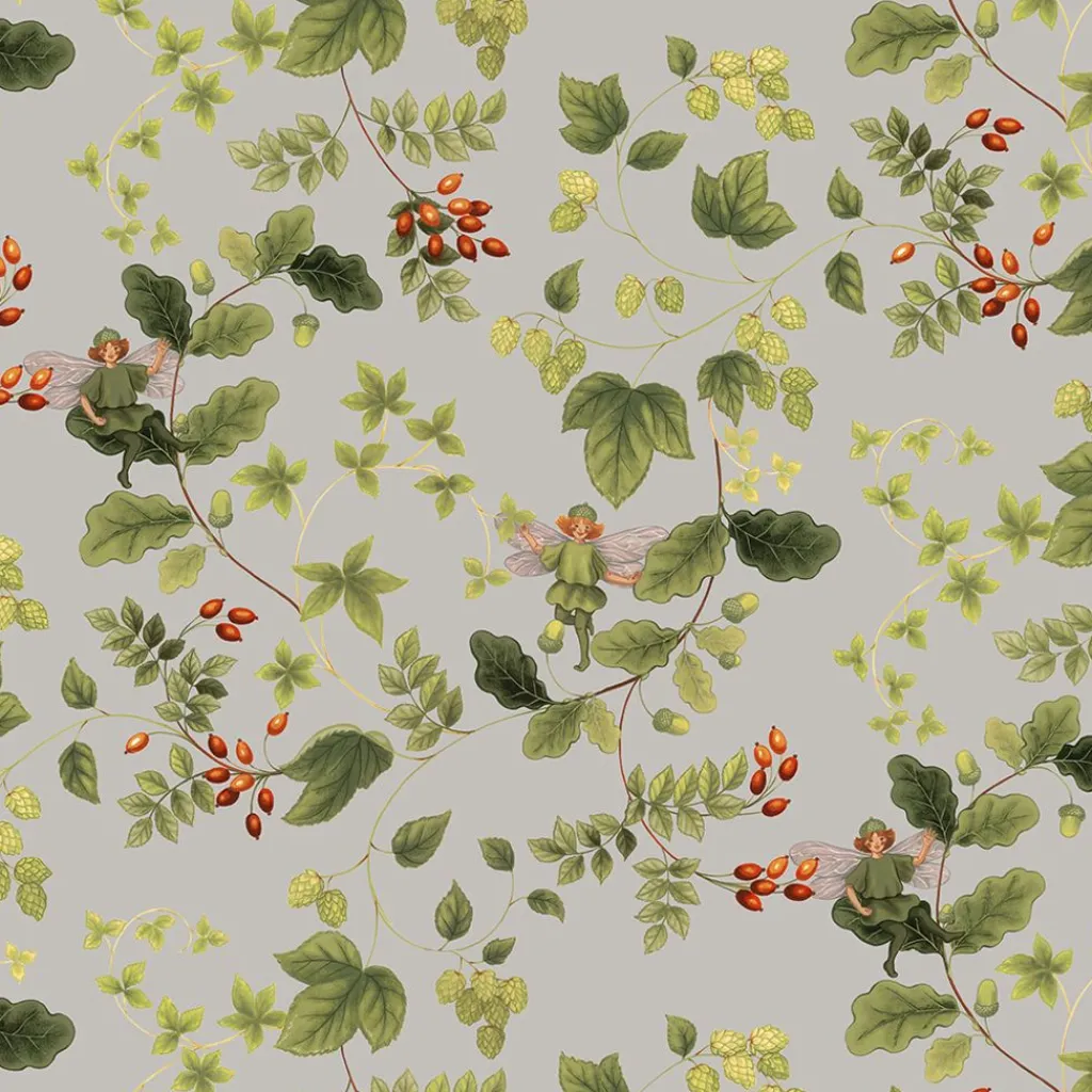 Gardintyger Mönstrade|Arvidssons Textil<Arvidssons textil Skogsälvan grå tyg