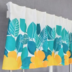 Gardinkappor Mönstrade|Rea Gardiner<Arvidssons textil Solblomma turkos gardinkappa metervara