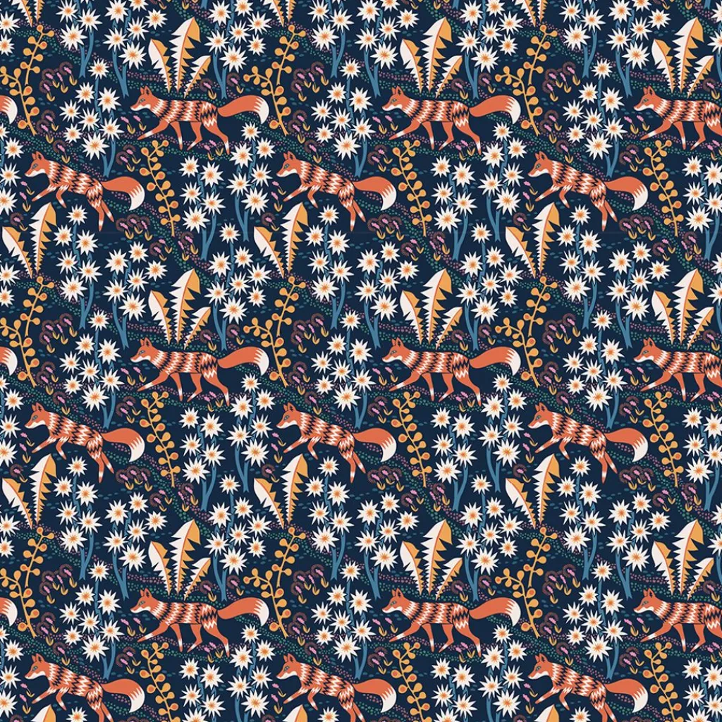 Gardintyger Mönstrade|Arvidssons Textil<Arvidssons textil Stjärnspeja mörkblå tyg