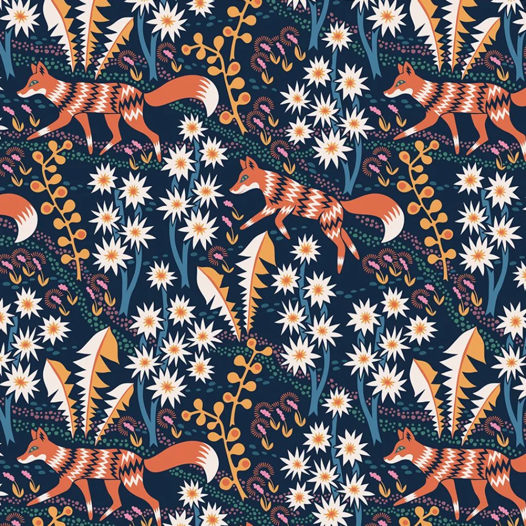 Gardintyger Mönstrade|Arvidssons Textil<Arvidssons textil Stjärnspeja mörkblå tyg