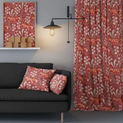 Gardintyger Mönstrade|Arvidssons Textil<Arvidssons textil Stjärnspeja röd tyg