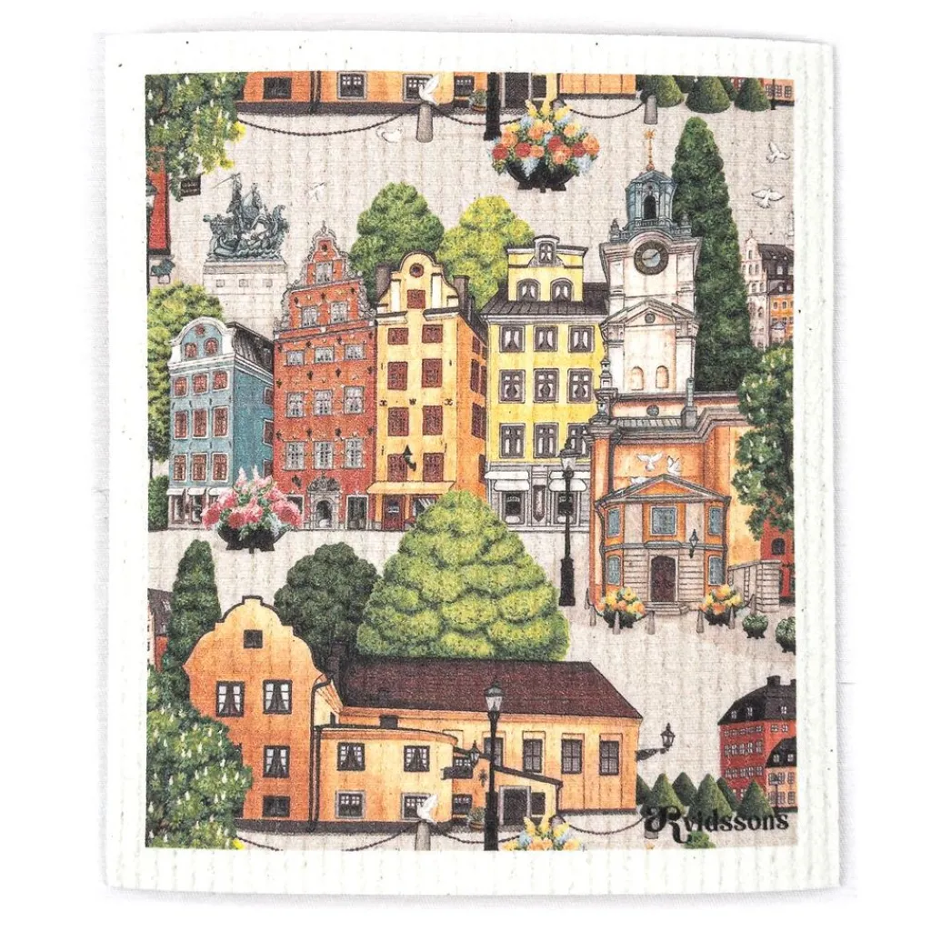 Disktrasor<Arvidssons textil Stortorget disktrasa – stadsmotiv i naturligt material