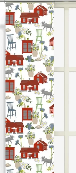 Panelgardiner<Arvidssons textil Strövtåg vit panelgardiner