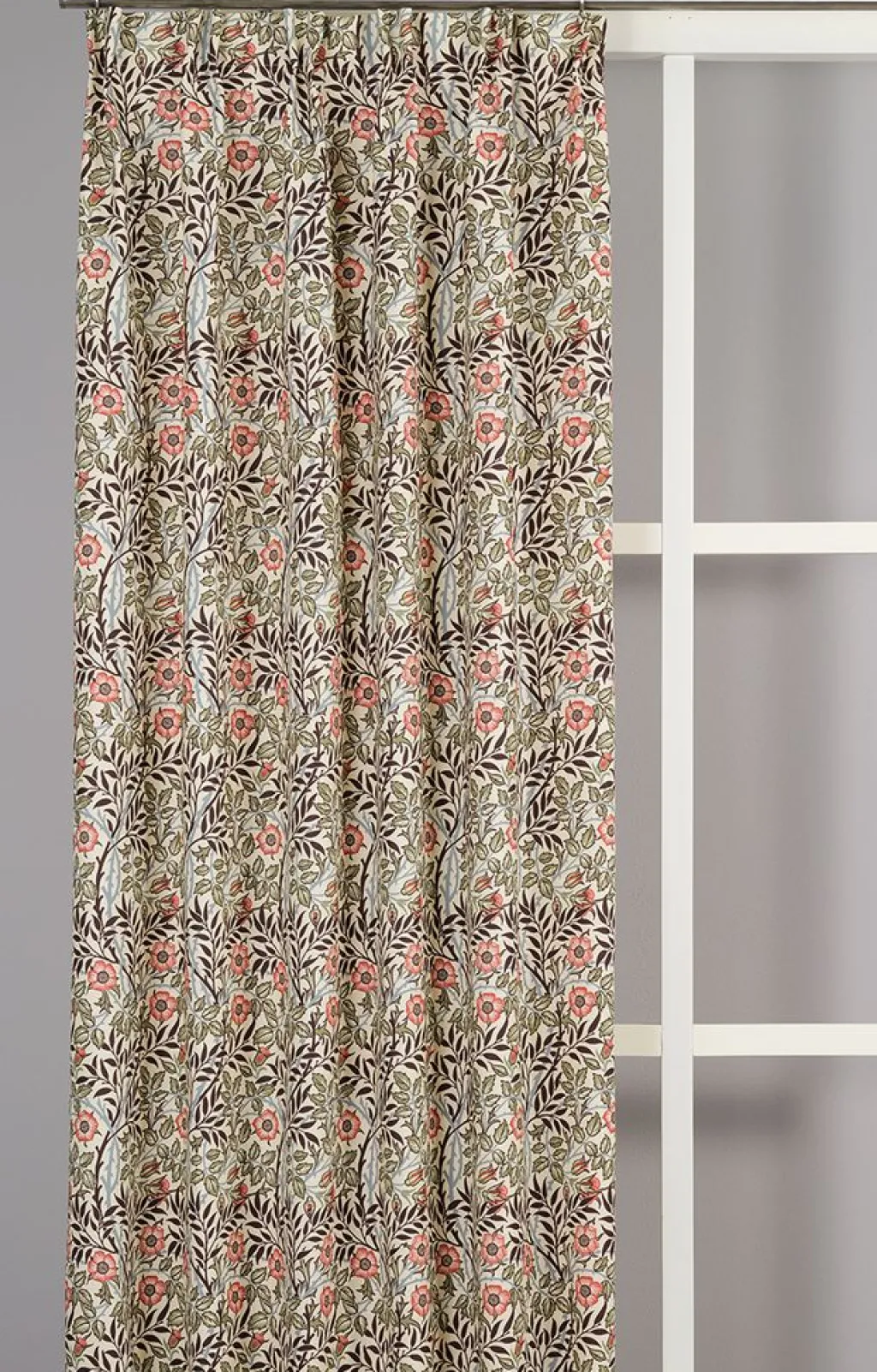 Gardiner Mönstrade<Nordisk Textil Sweet flower brun-grön gardiner