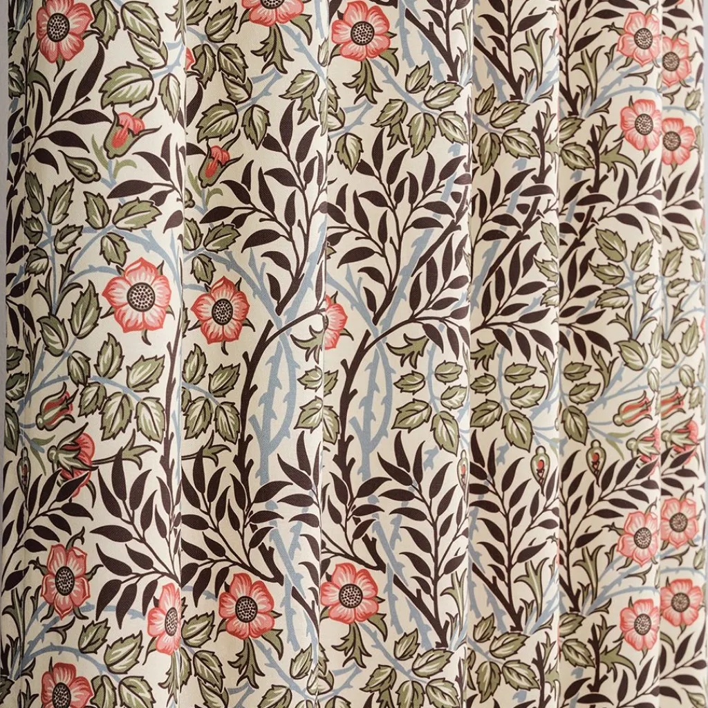 Gardiner Mönstrade<Nordisk Textil Sweet flower brun-grön gardiner