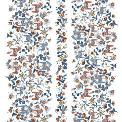 Textilvaxduk<Arvidssons textil Textilvaxduk Leksand bård dalablå med traditionellt dalahästmönster