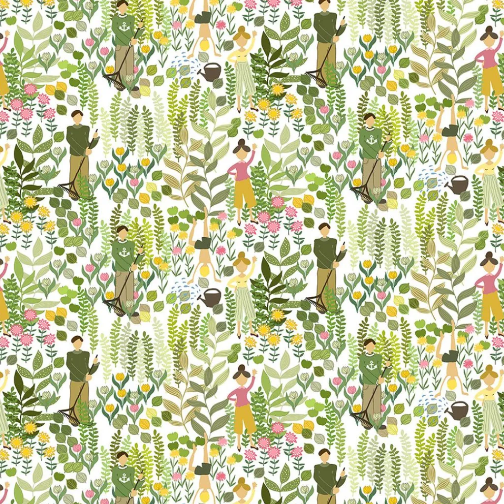 Arvidssons Textil|Gardintyger Mönstrade<Arvidssons textil Trädgård grön tyg