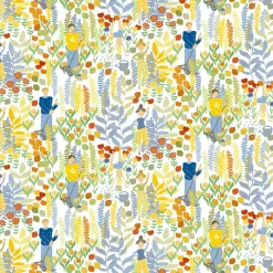 Gardintyger Mönstrade|Arvidssons Textil<Arvidssons textil Trädgård multi halvlinne tyg – Lekfull design med trädgårdsmotiv