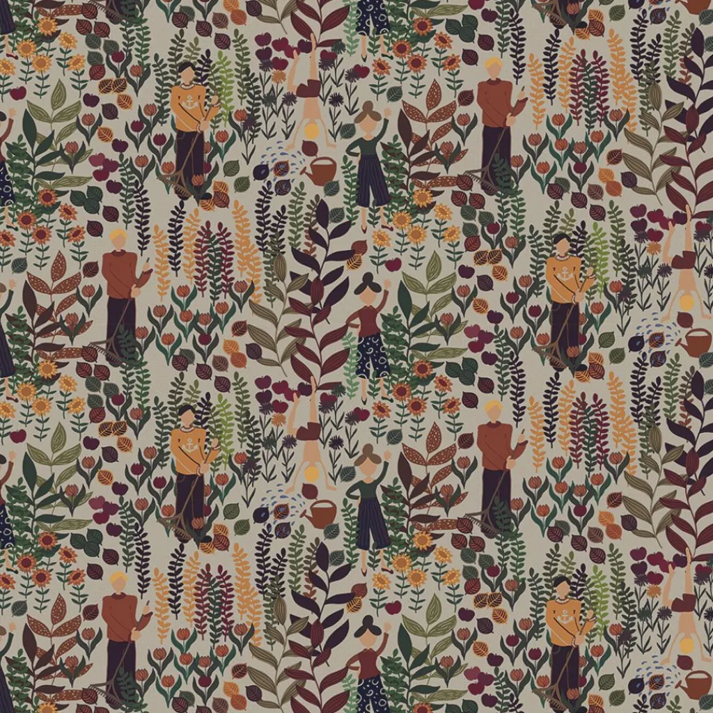 Gardintyger Mönstrade|Arvidssons Textil<Arvidssons textil Trädgård rost/beige linnelook tyg
