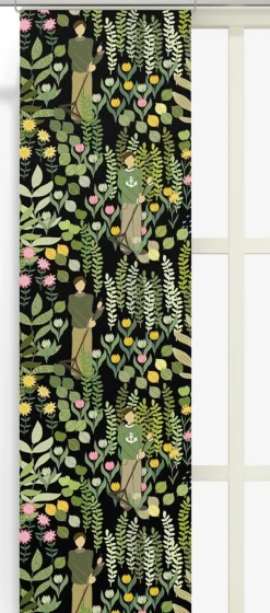 Panelgardiner<Arvidssons textil Trädgård svart/grön panelgardiner
