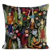 Mönstrade Kuddfodral<Arvidssons textil Trädgård svart/orange kuddfodral