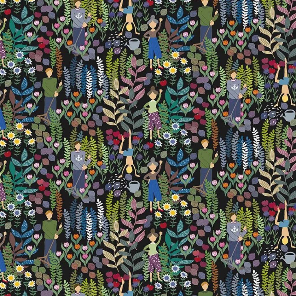 Gardintyger Mönstrade|Arvidssons Textil<Arvidssons textil Trädgård svart tyg