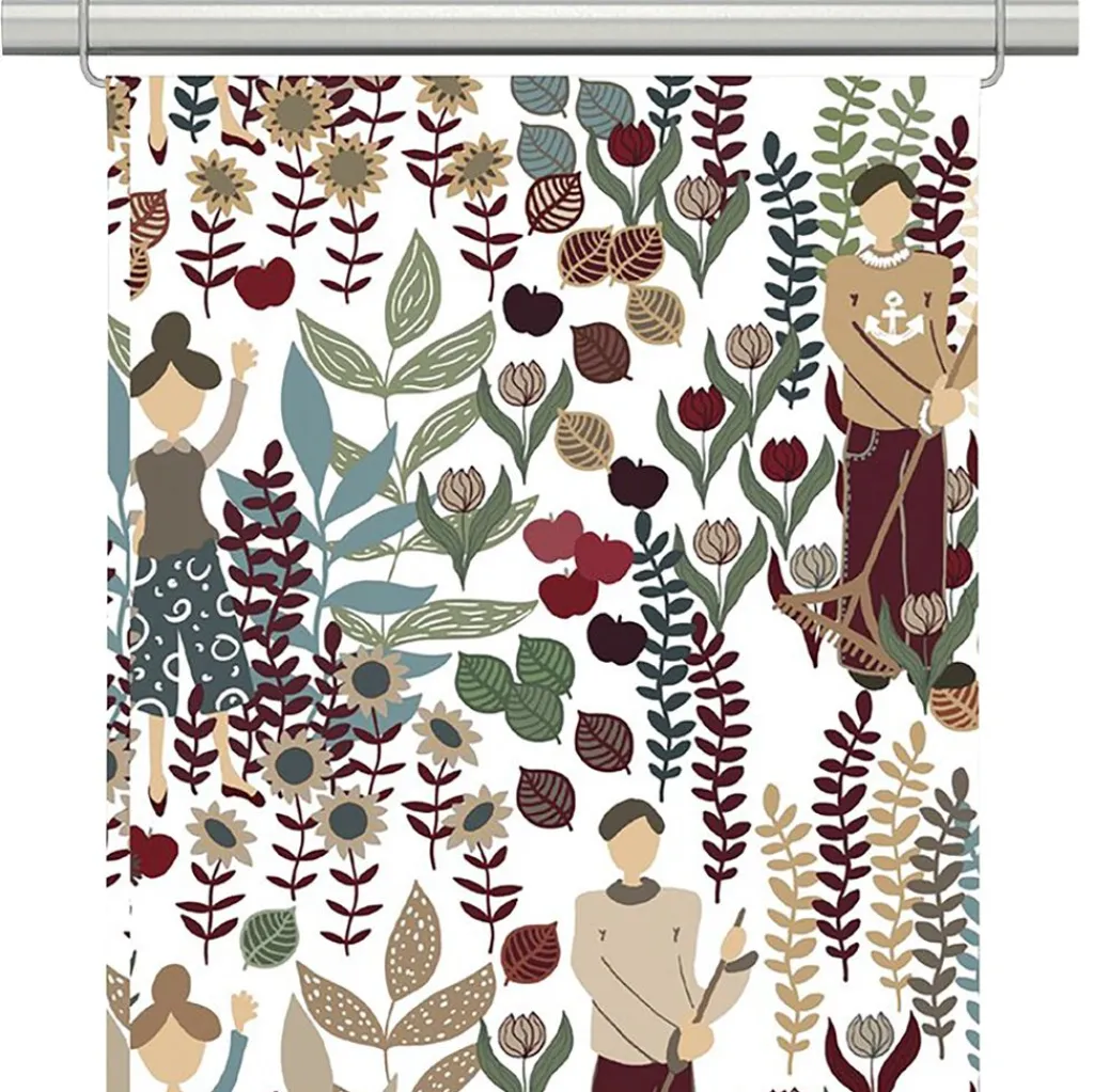 Panelgardiner<Arvidssons textil Trädgård vinröd/turkos panelgardiner