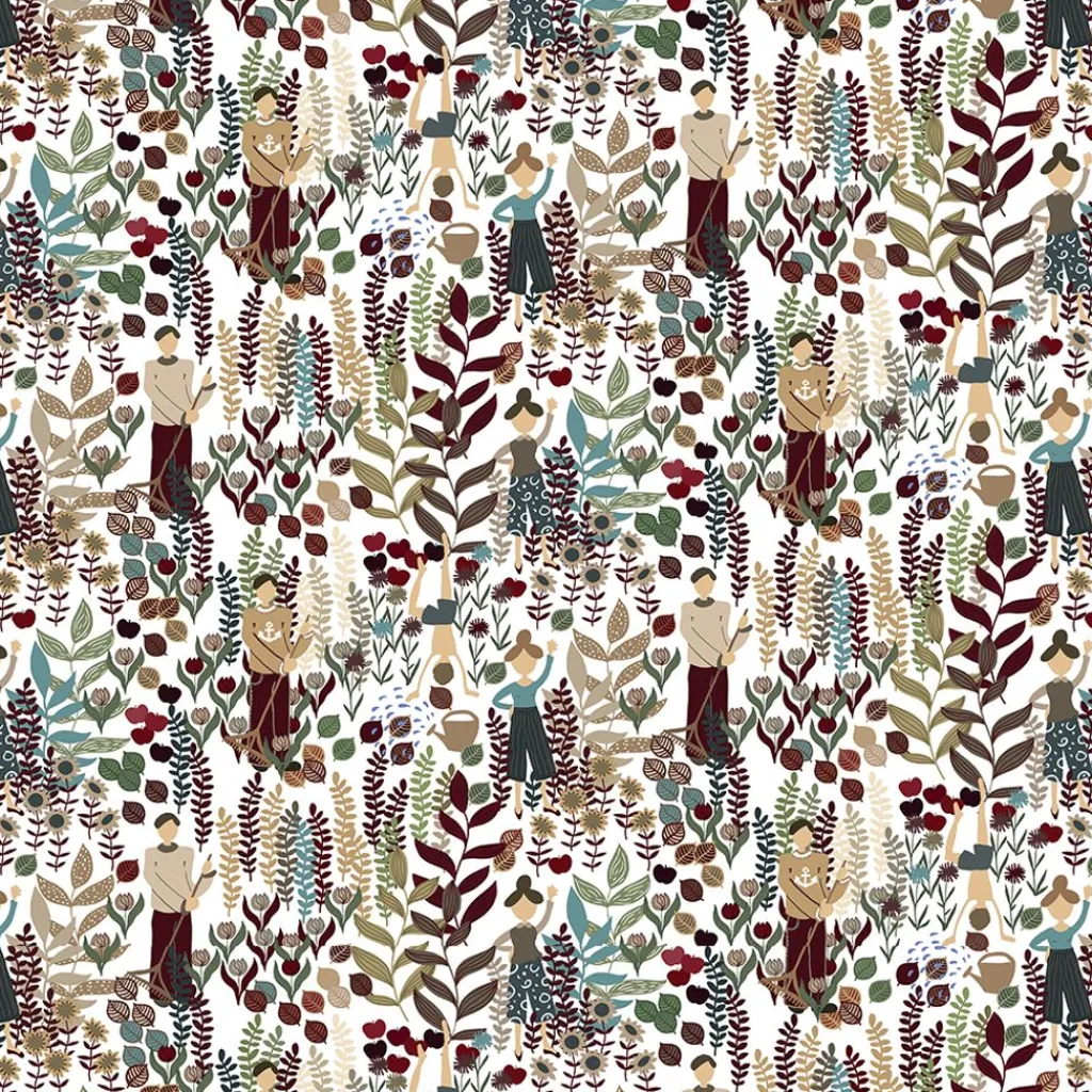 Gardintyger Mönstrade|Arvidssons Textil<Arvidssons textil Trädgård vinröd/turkos tyg