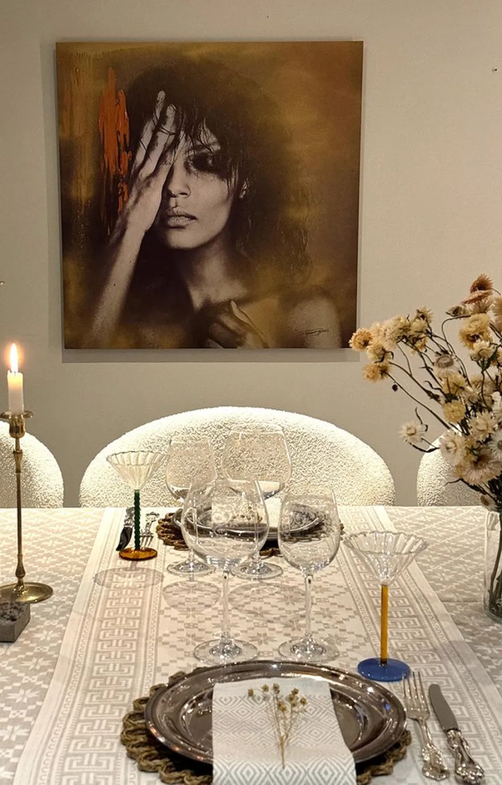 Bordslöpare|Ekelund Löpare<Ekelund Åttebladsrose beige löpare 50x150 - s Linneväveri