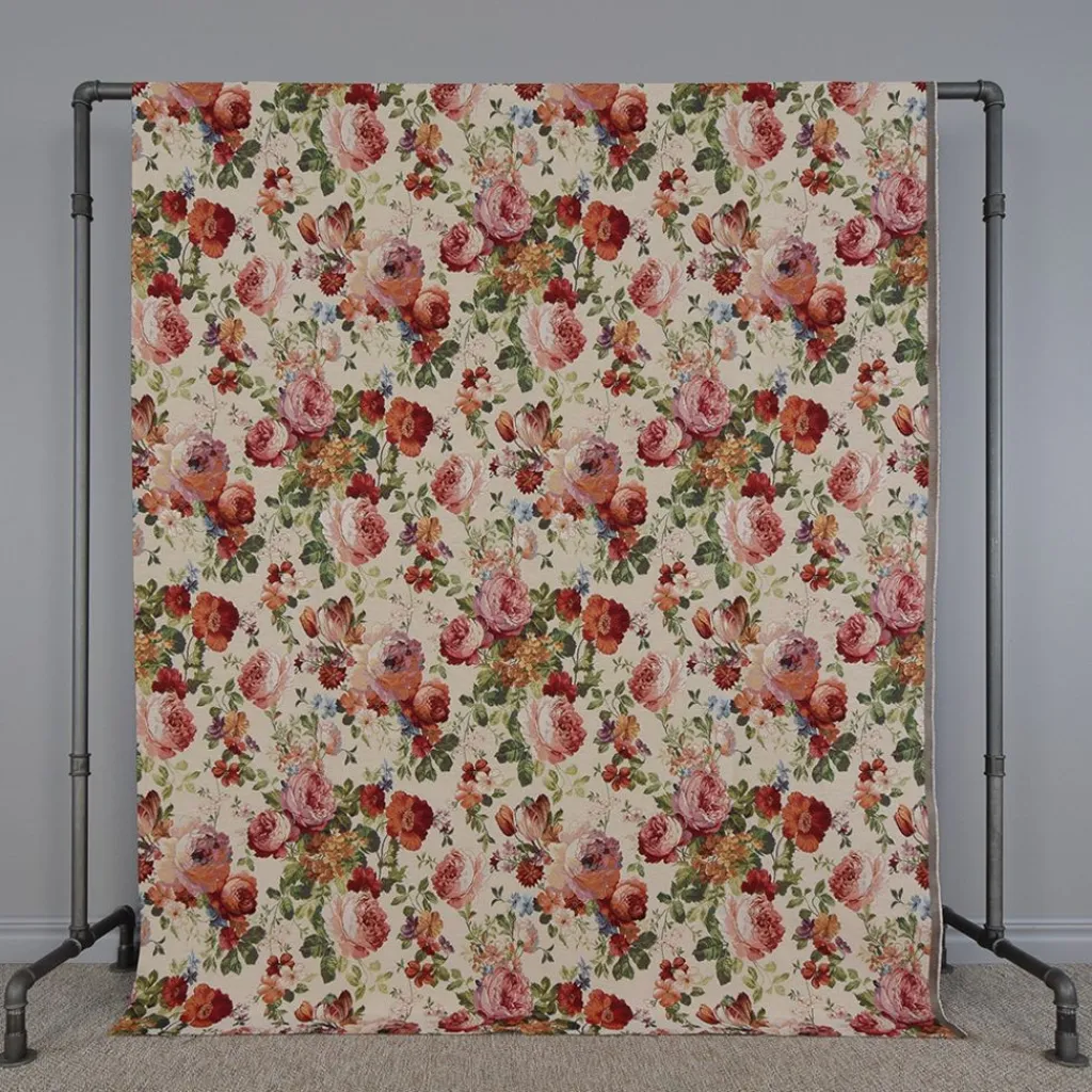 Blommiga Möbeltyger|Mönstrade Möbeltyger<Arvidssons textil Turin crème jacquard - lyxigt möbeltyg