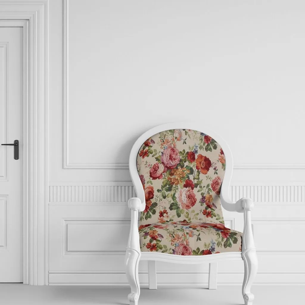 Blommiga Möbeltyger|Mönstrade Möbeltyger<Arvidssons textil Turin crème jacquard - lyxigt möbeltyg