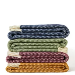 Ullplädar<Tweedmill textiles Ullpläd Fishbone Navy, 100% Ull, 150x183 cm