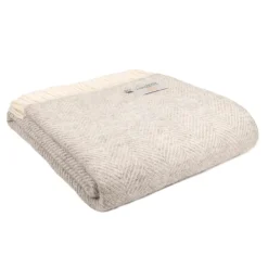 Ullplädar<Tweedmill textiles Ullpläd Fishbone Silver Grey, 100% Ull, 150x183 cm