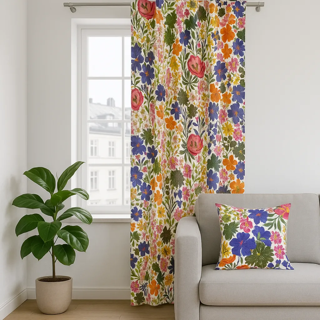 Gardiner Mönstrade<Arvidssons textil Ulvön blommiga gardiner