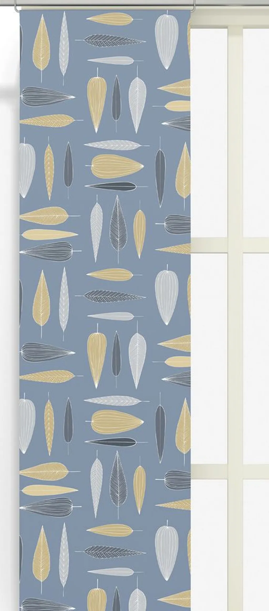 Panelgardiner<Arvidssons textil Under trädet blå panelgardiner