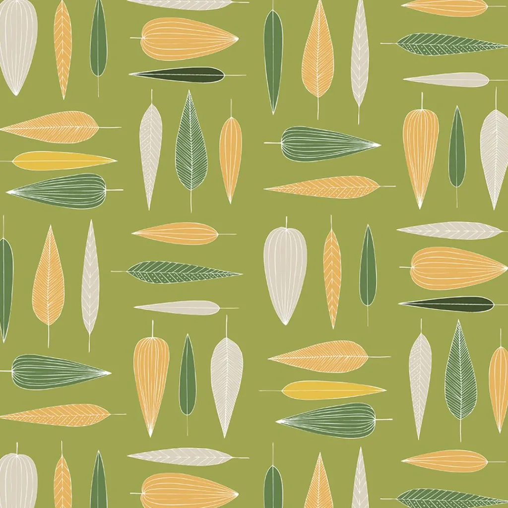 Gardintyger Mönstrade|Arvidssons Textil<Arvidssons textil Under trädet grön tyg – bomullstyg med blad