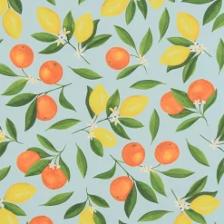 Blommiga Möbeltyger|Dynväv< Uteväv Citrus turkos tyg till utemöbler