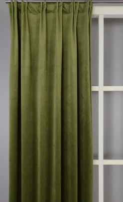 Sammetstyger|Gardiner Enfärgade<Nordisk Textil Velvet grön enfärgade sammetsgardiner
