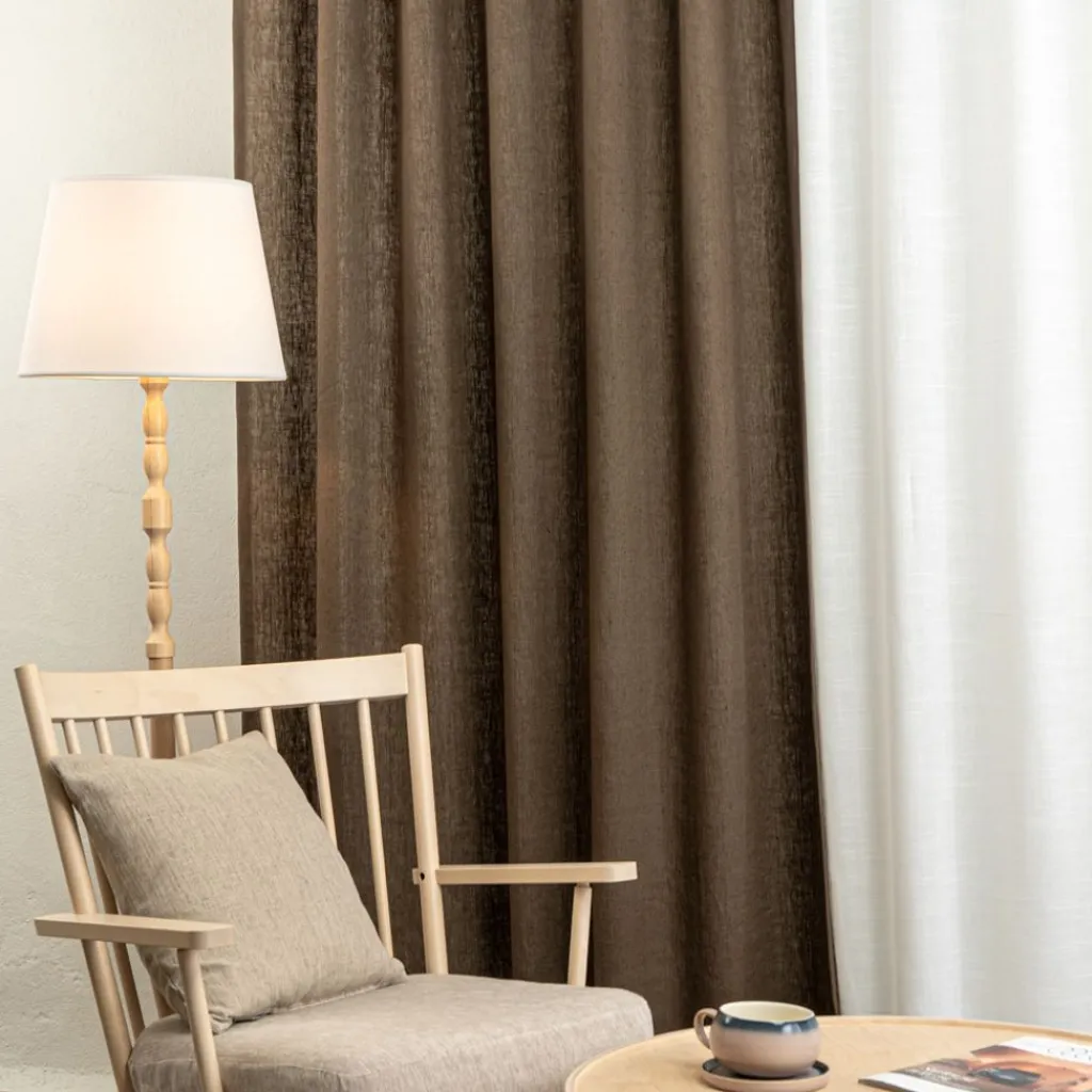 Gardintyger Enfärgade|Linnetyger<Nordisk Textil Verone Linne Brun – Stentvättat 100 % Lin