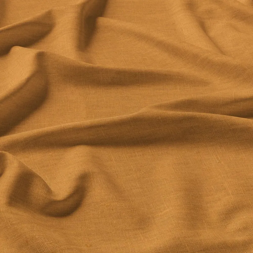Gardintyger Enfärgade|Linnetyger<Nordisk Textil Verone Linne Ockra – Stentvättat 100 % Lin