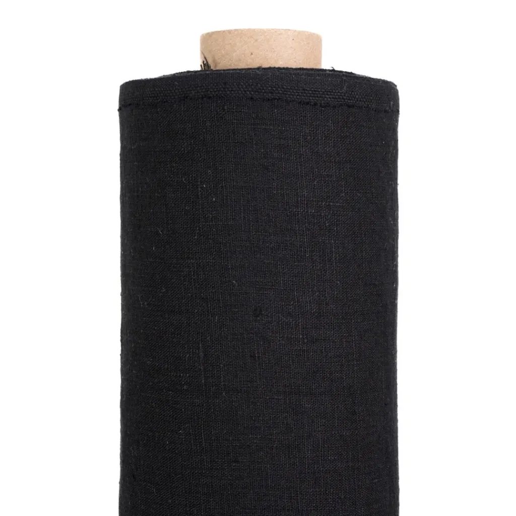 Gardintyger Enfärgade|Linnetyger<Nordisk Textil Verone Linne Svart – Stentvättat 100 % Lin