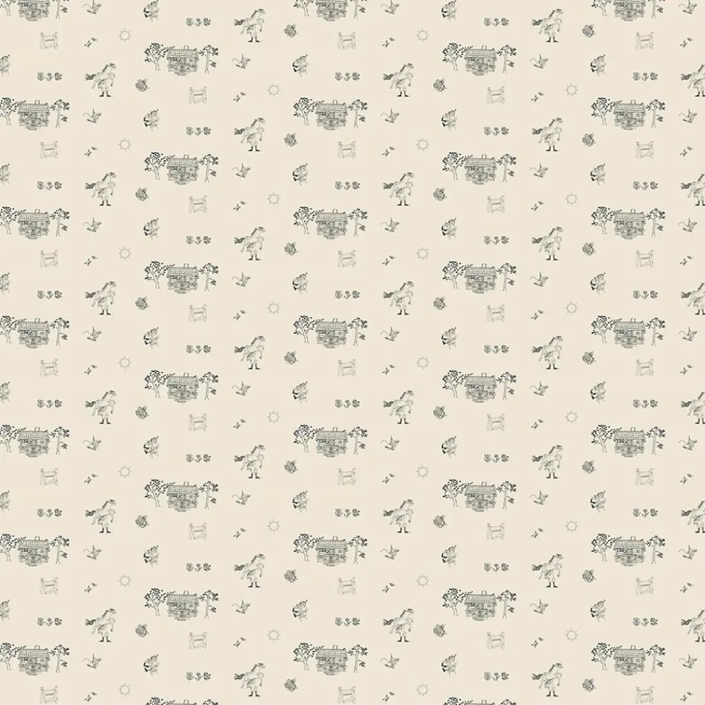 Gardintyger Mönstrade|Barnmönster<Arvidssons textil Villa Villekulla beige tyg