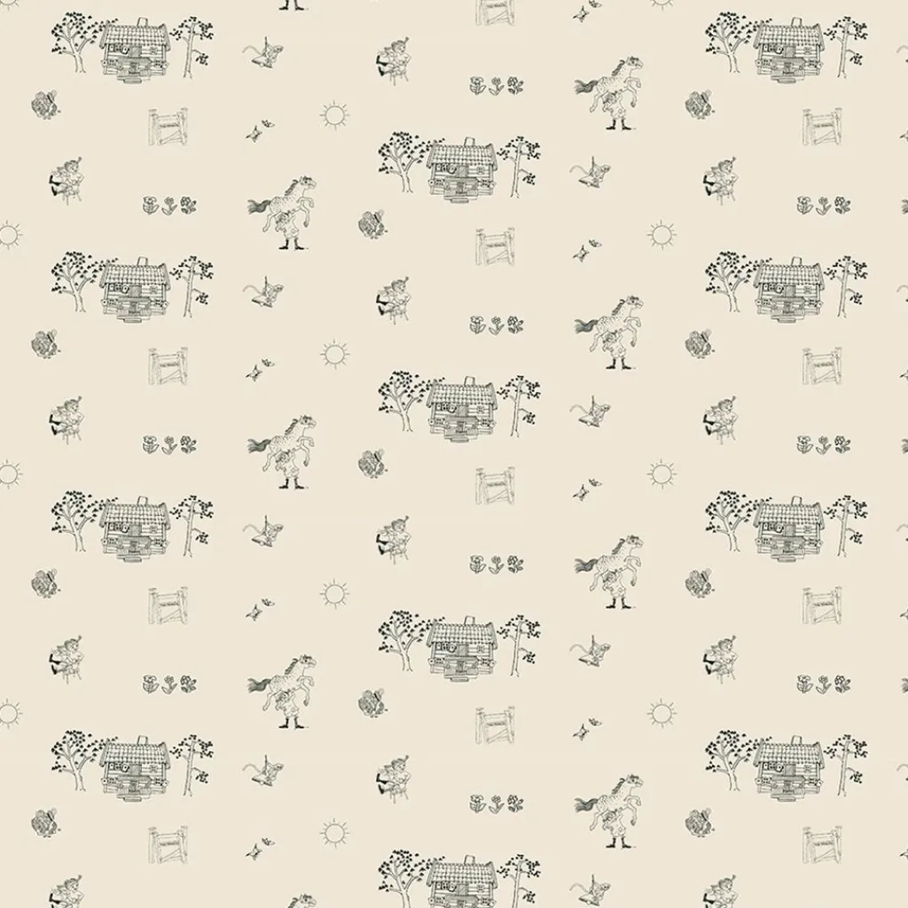 Gardintyger Mönstrade|Barnmönster<Arvidssons textil Villa Villekulla beige tyg