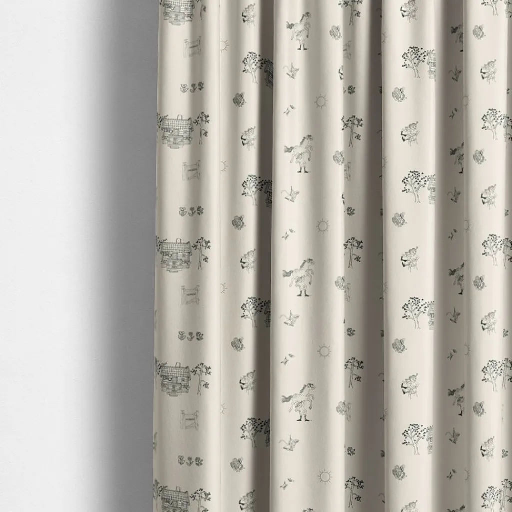 Gardintyger Mönstrade|Barnmönster<Arvidssons textil Villa Villekulla beige tyg