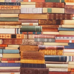 Gardintyger Mönstrade< Vintage books tyg med böcker