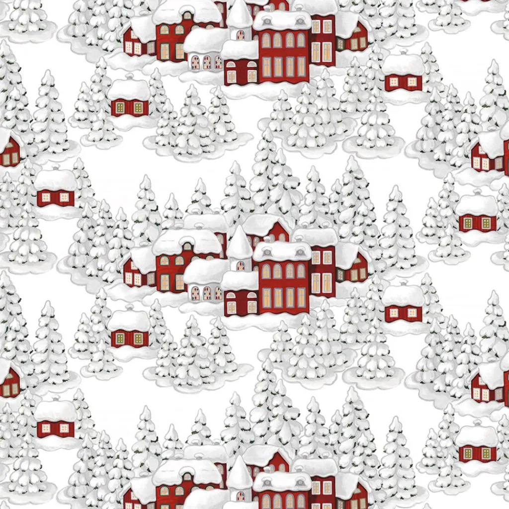 Gardintyger Mönstrade|Arvidssons Textil<Arvidssons textil Vinterbyn röd tyg