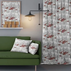Gardintyger Mönstrade|Arvidssons Textil<Arvidssons textil Vinterbyn röd tyg