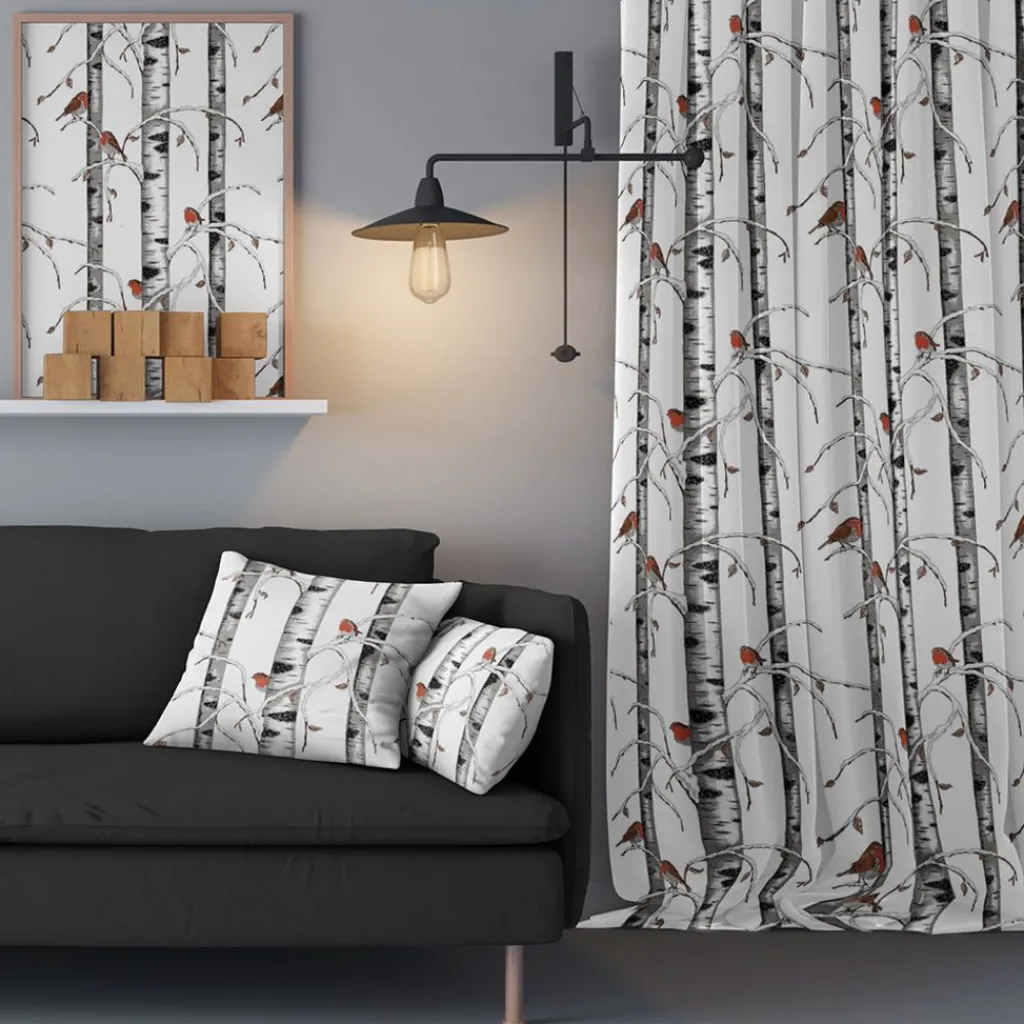 Gardiner Mönstrade|Julgardiner<Arvidssons textil Vinterdungen vit gardiner